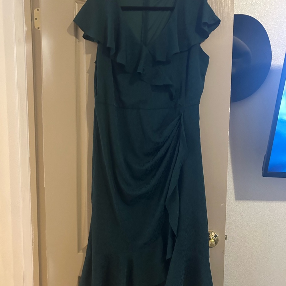 Lane Bryant Blue Asymmetrical Flutter Sleeve Dress